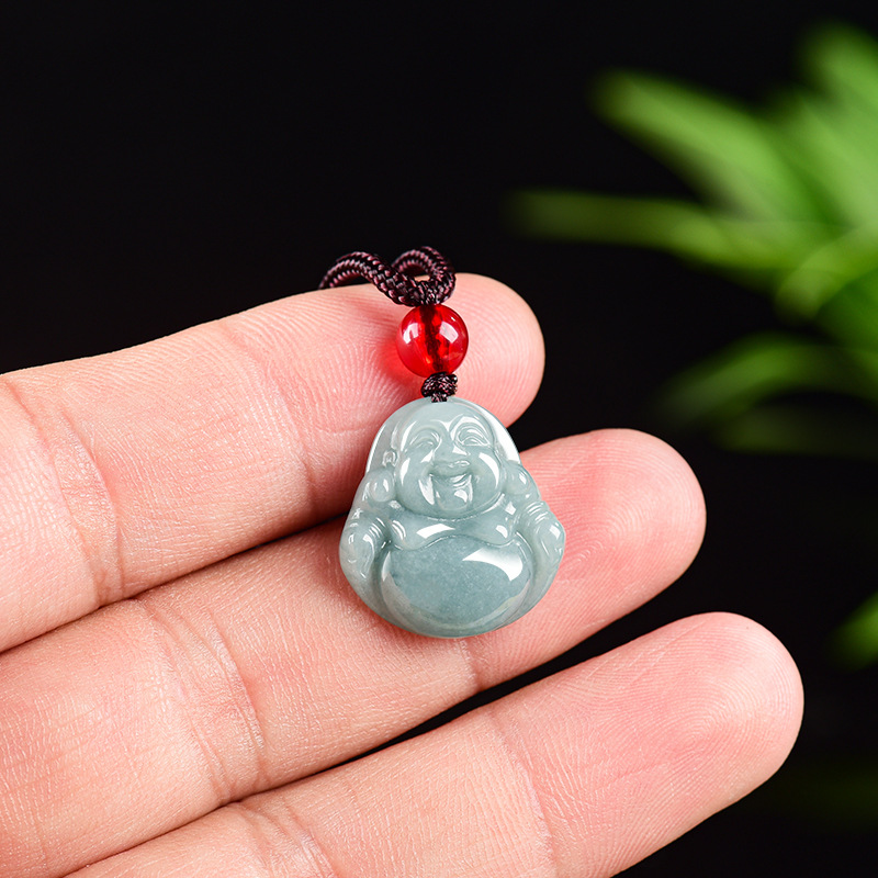 Vintage Fashion - Myanmar Jadeite Guanyin Buddha Pendant Necklace