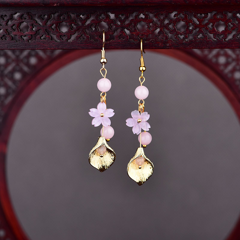 Pink Natural Jade Flower Earri - đánh giá và giá Vintage Women Fashion