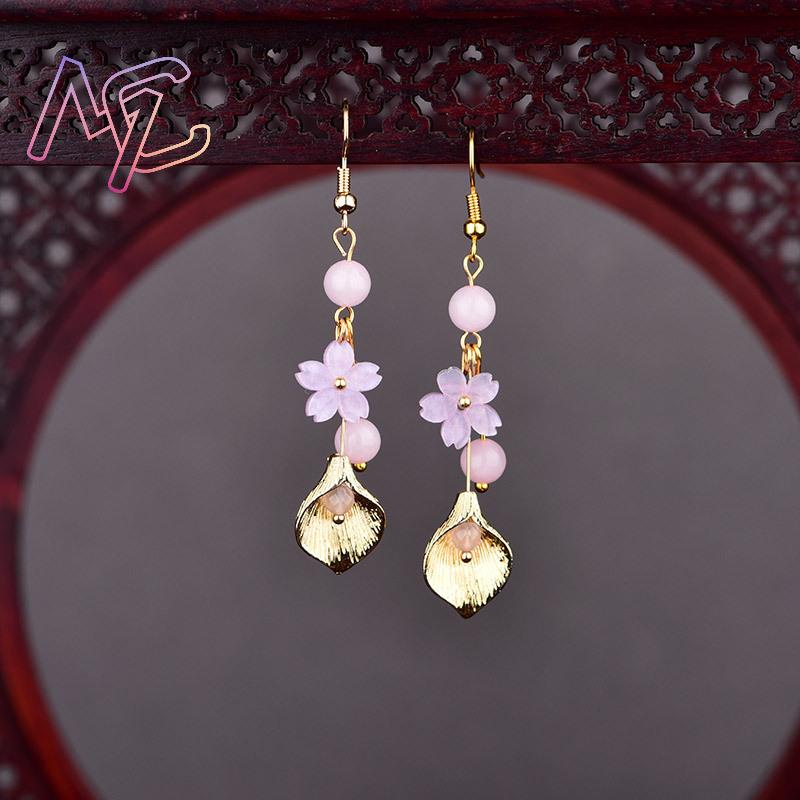 Pink Natural Jade Flower Earri - đánh giá và giá Vintage Women Fashion