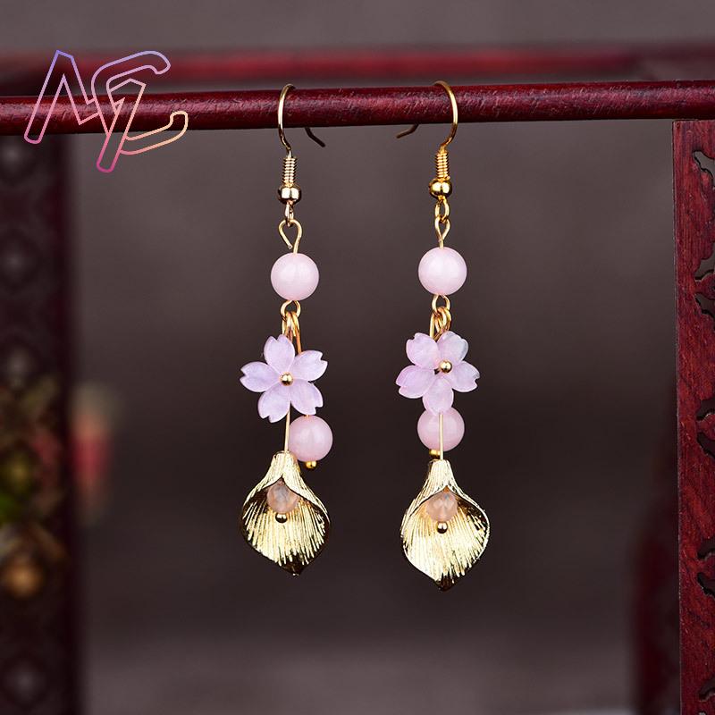 Pink Natural Jade Flower Earri - đánh giá và giá Vintage Women Fashion