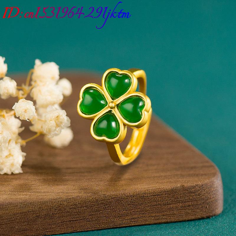 Natural Green Jade Four-Leaf C - đánh giá và giá Vintage Women Fashion